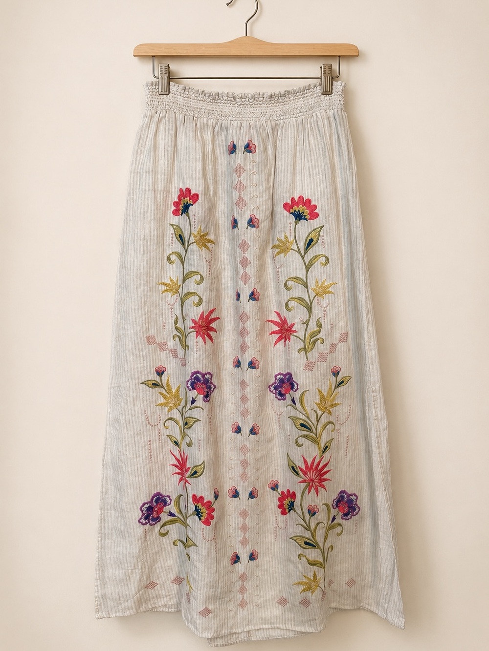 NWT Johnny Was Calista Embroidered Linen Maxi Skirt Large - Picture 2 of 6